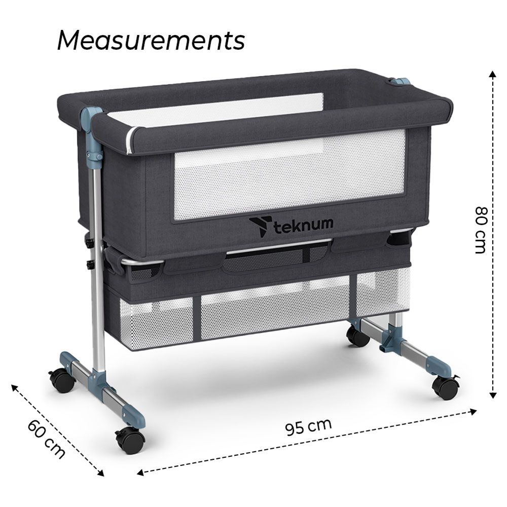 Teknum - Moonlight Bedside Crib - Dark Grey