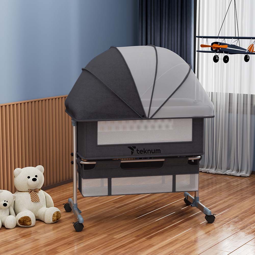 Teknum - Moonlight Bedside Crib - Dark Grey