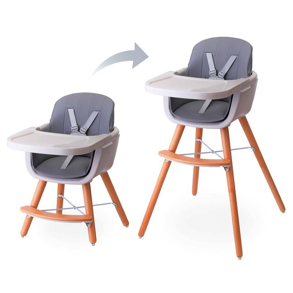 Teknum - Premium Dual Height Wooden High Chair - Grey