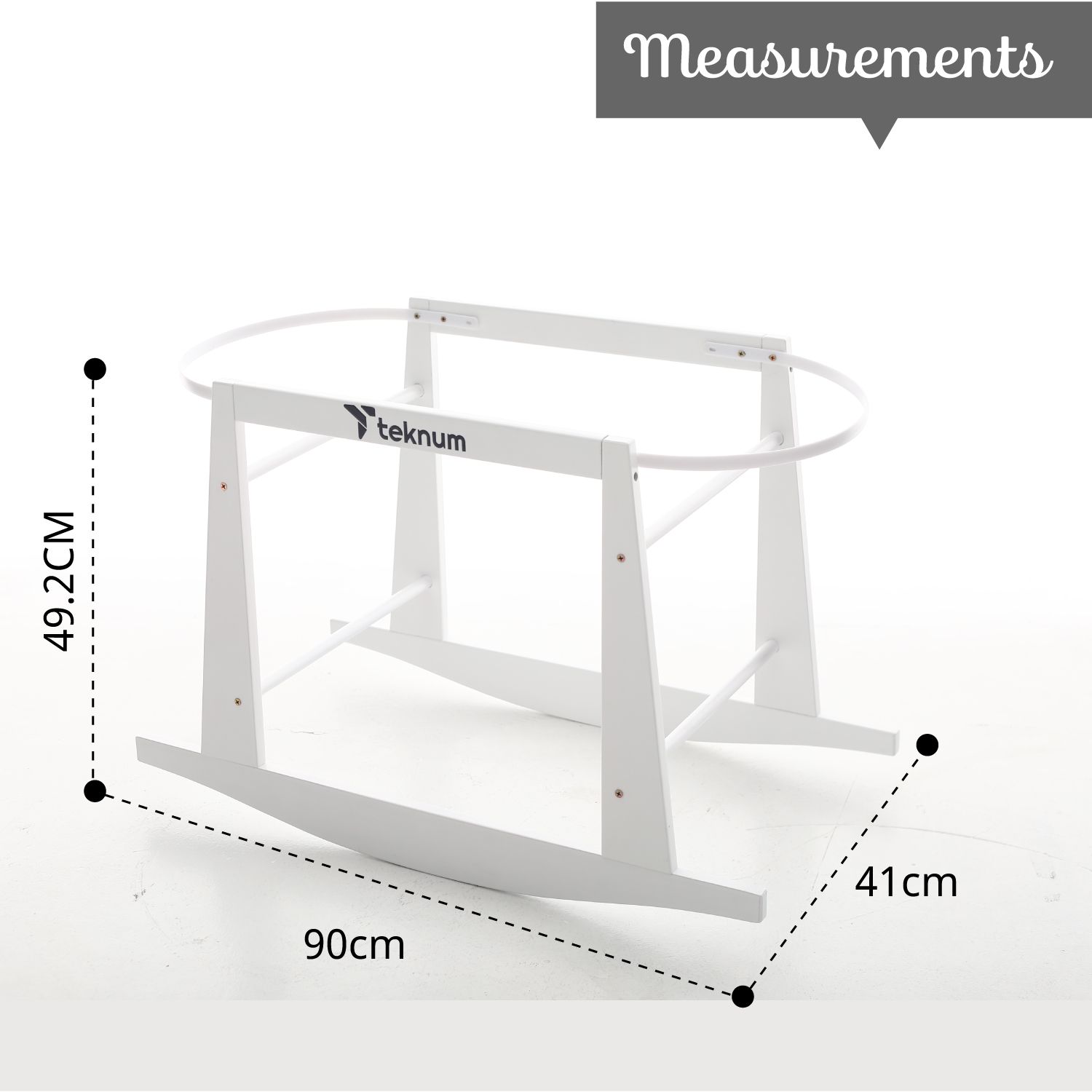 Teknum - Wicker Pod Moses Basket Rocker Stand - White