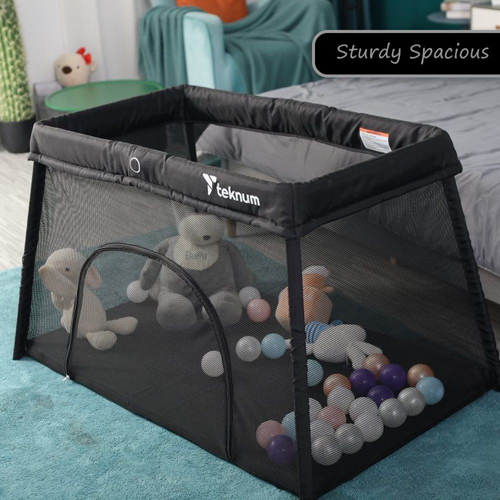 Teknum - Portable Quick Fold Playard & Cot - Midnight Black