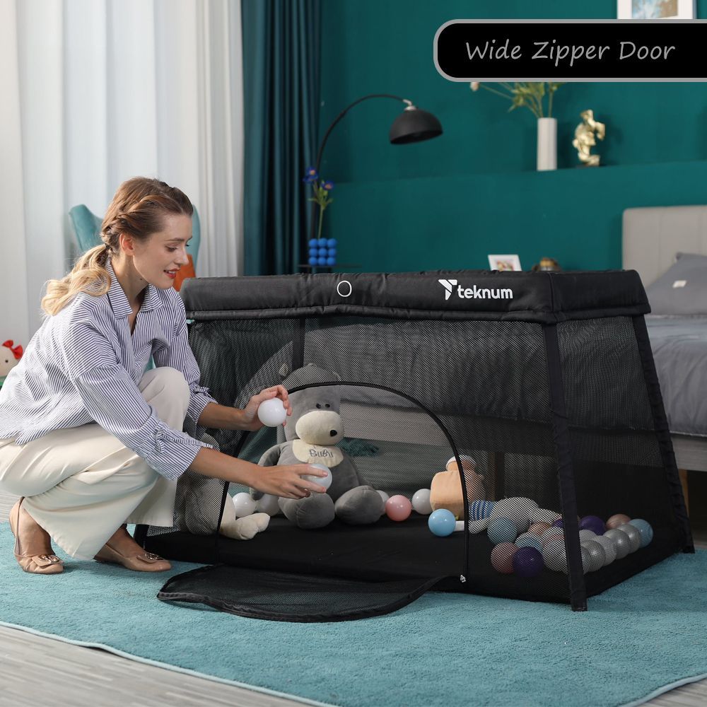 Teknum - Portable Quick Fold Playard & Cot - Midnight Black