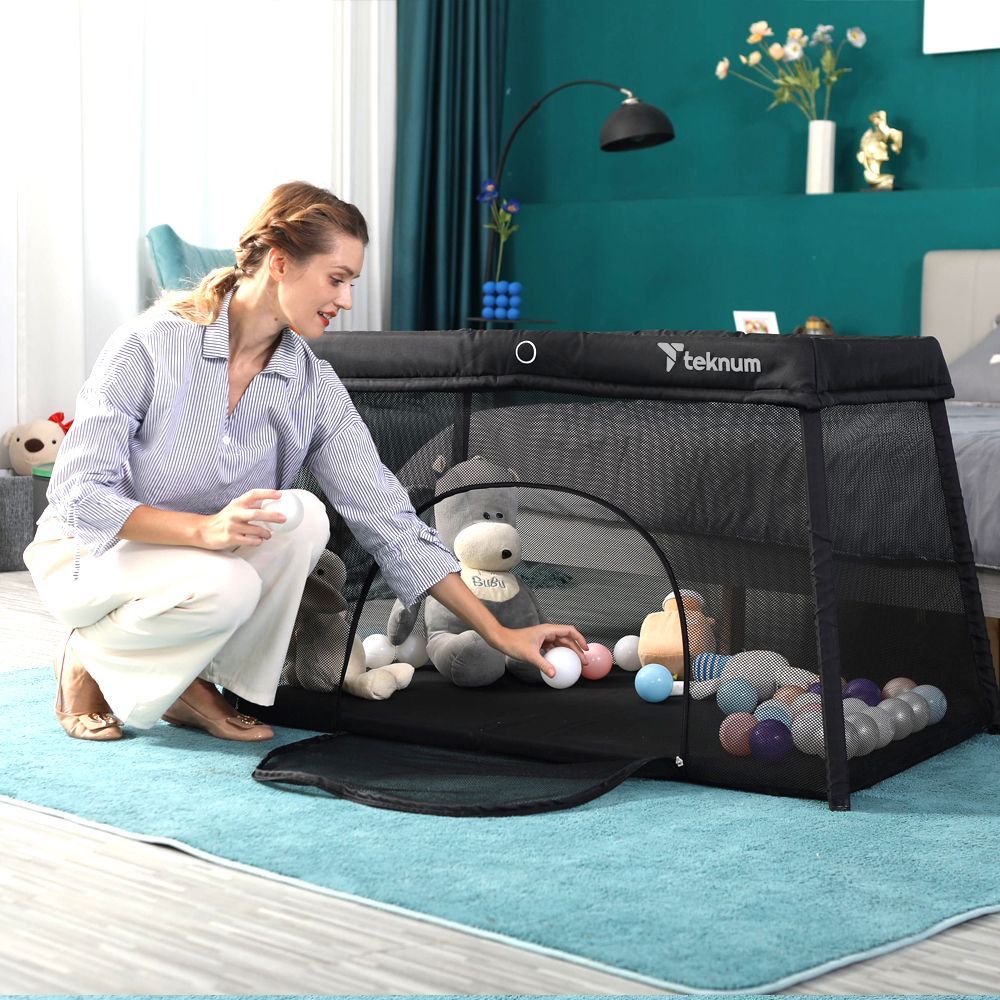 Teknum - Portable Quick Fold Playard & Cot - Midnight Black