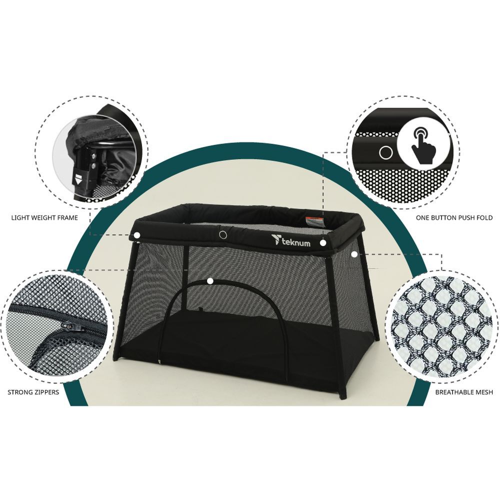 Teknum - Portable Quick Fold Playard & Cot - Midnight Black