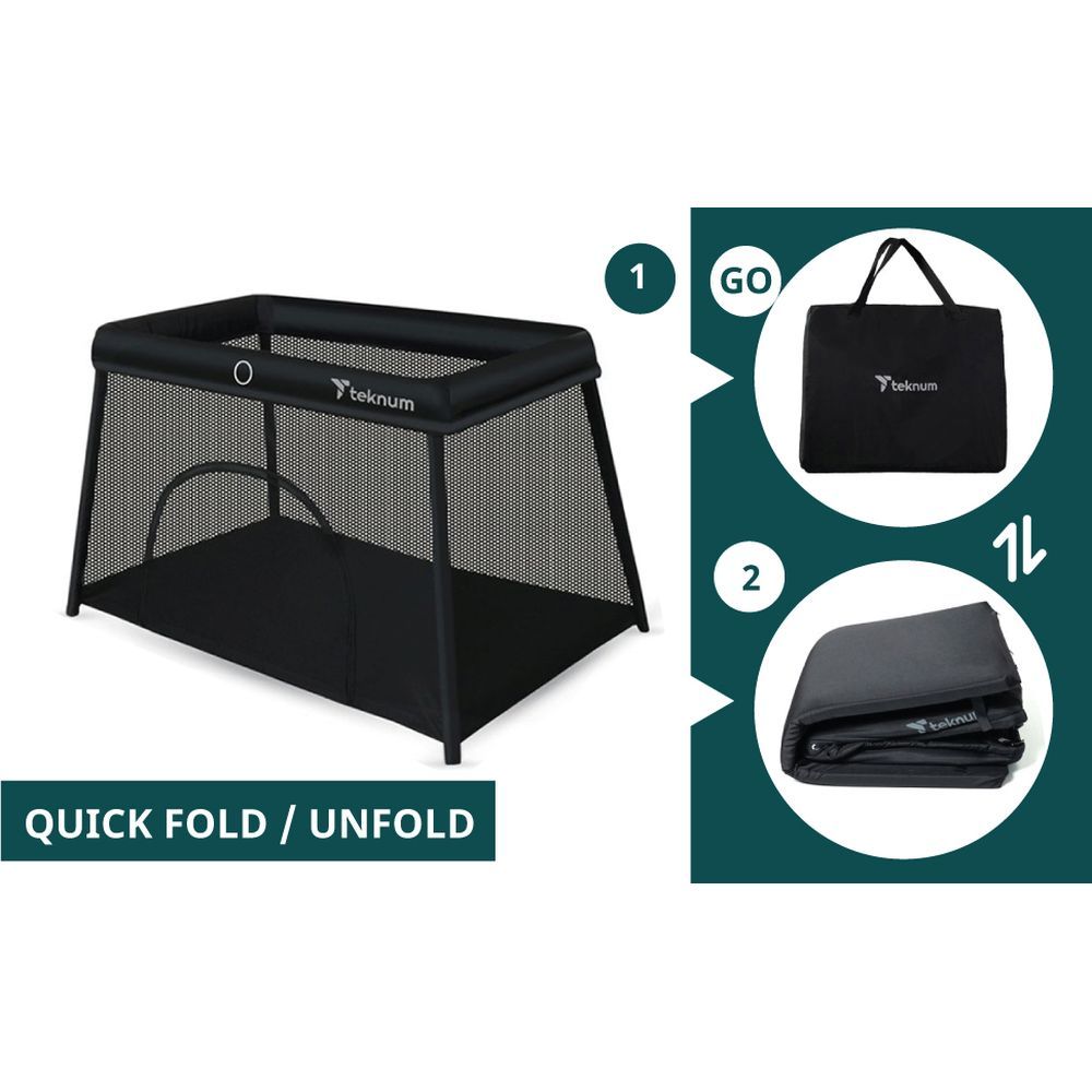 Teknum - Portable Quick Fold Playard & Cot - Midnight Black