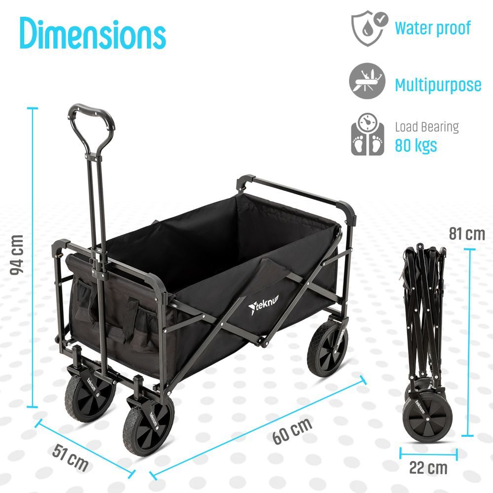 Teknum - Folding Wagon Cart w/ Canopy - Black