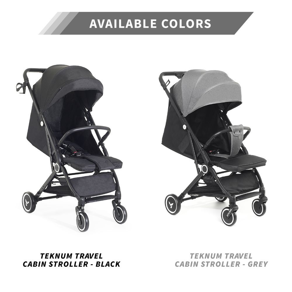 Teknum Travel Cabin Stroller with Coffee Cup Holder - Black