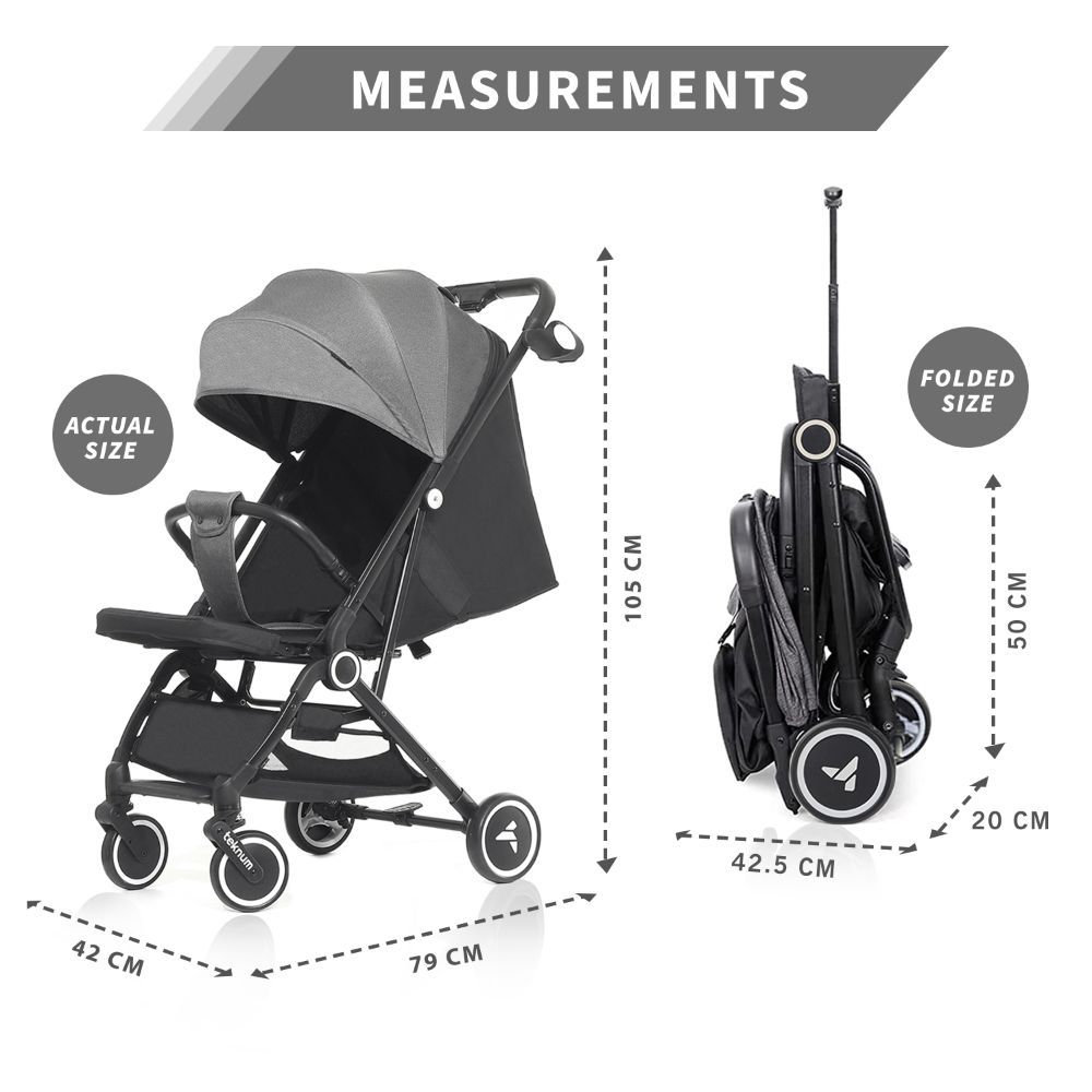 Teknum Travel Cabin Stroller with Coffee Cup Holder - Grey