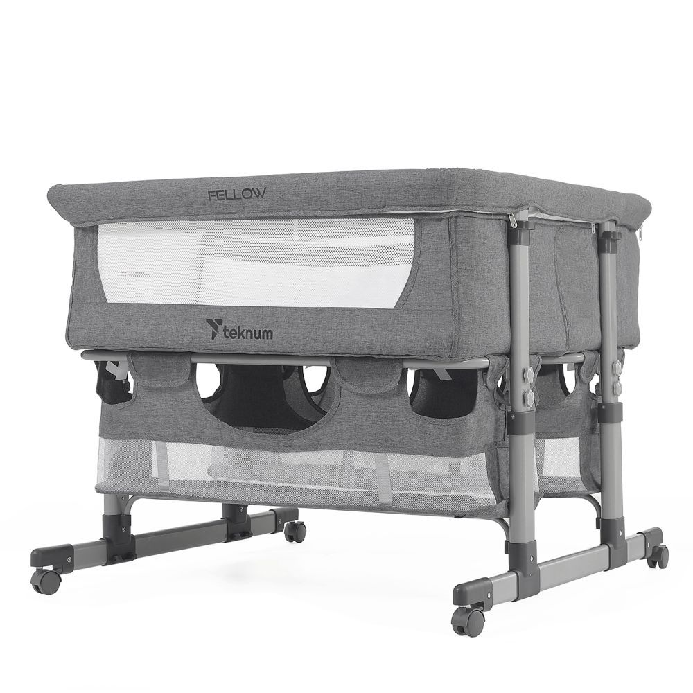 Teknum -Twin Bedside Fellow Crib - Grey