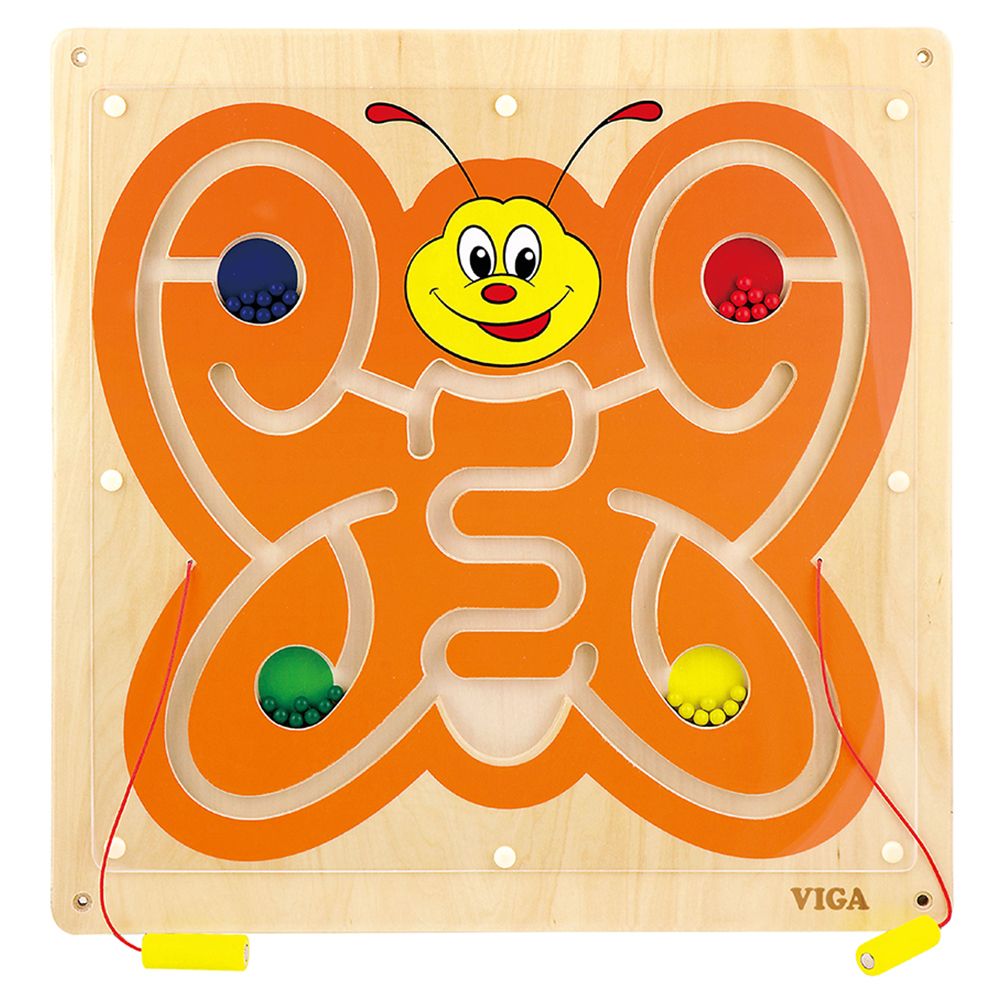 Viga - Wooden Magnetic Bead Trace Wall Toy - Orange