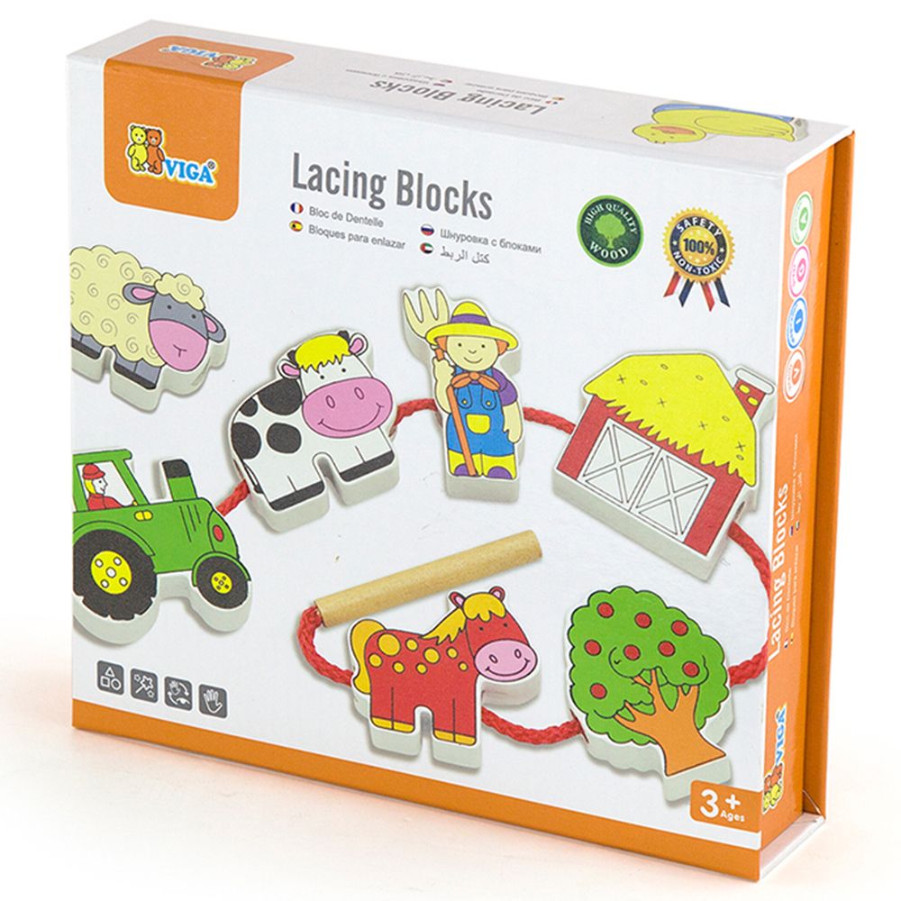 Viga - Wooden Lacing Blocks Farm