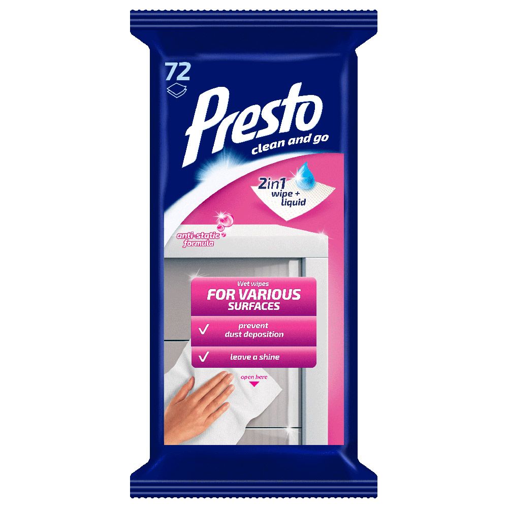 Presto - Household Antistatic Wipes For Various Surfaces 72s