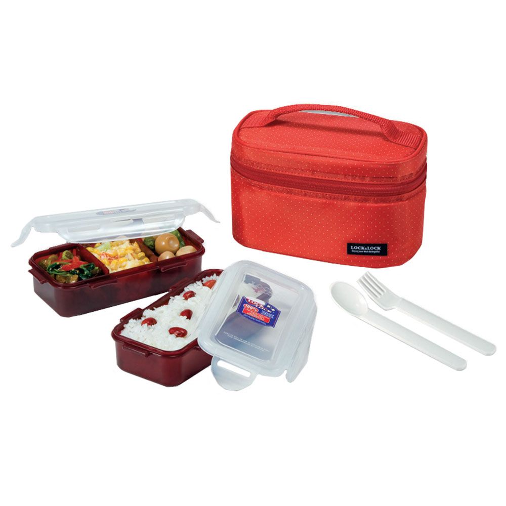 LOCK&LOCK - Lunch Box Bag 350ml 2pc-Set - Red