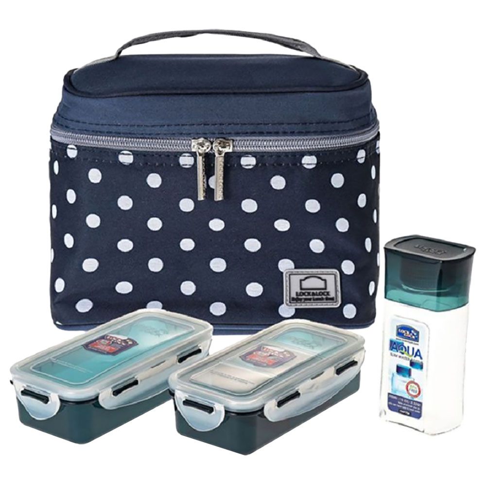 Lock&Lock - Dotted 3pc-Set Lunch Bag - Blue