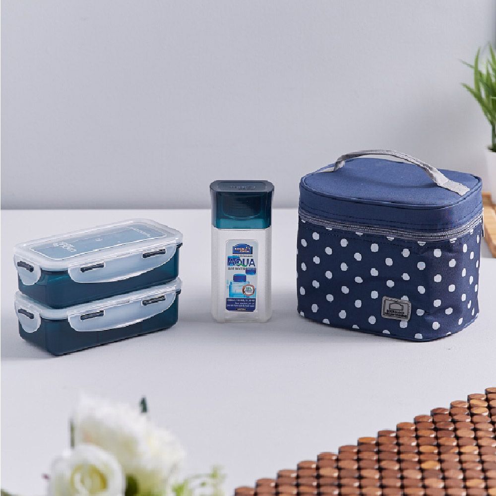 Lock&Lock - Dotted 3pc-Set Lunch Bag - Blue