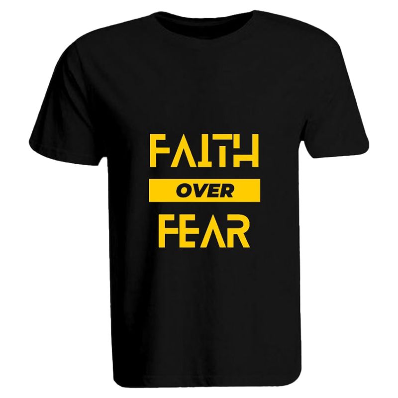 BYFT - Faith Over Fear Printed Cotton T-Shirt - Black