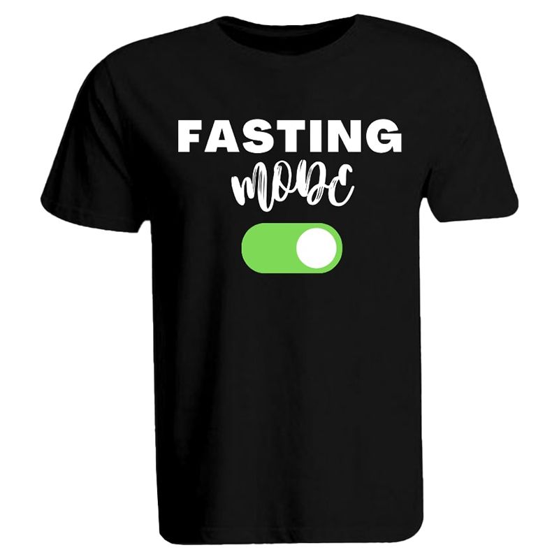 BYFT - Fasting Mode On Printed Cotton T-Shirt - Black