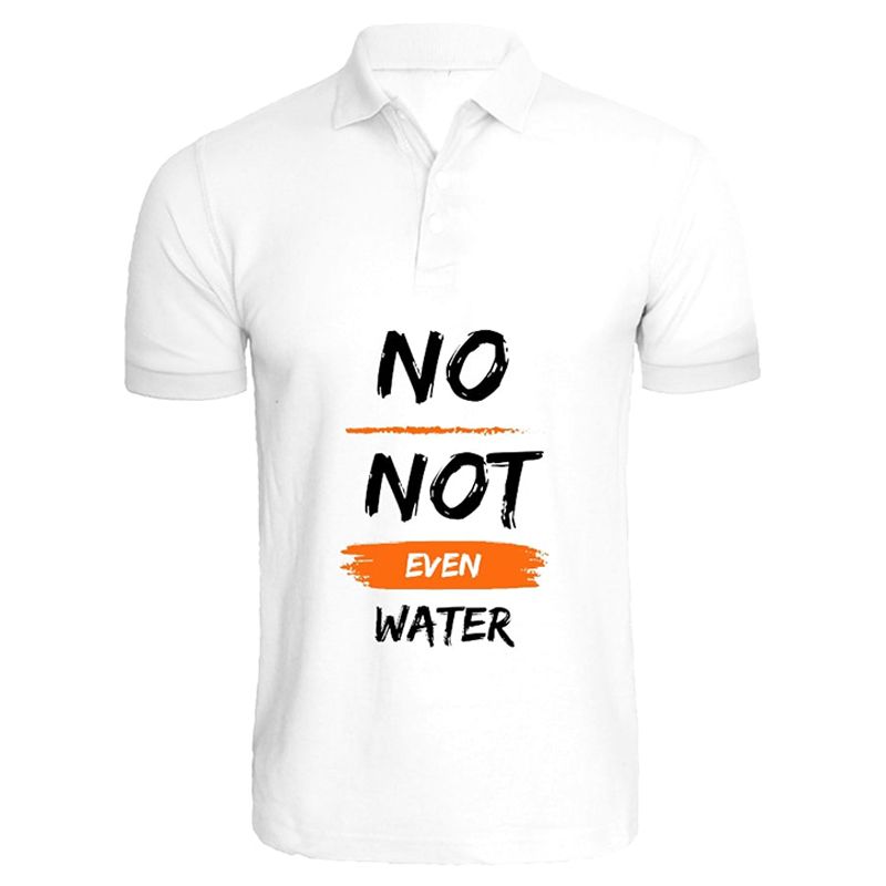 BYFT - No Not Even Water Printed Cotton Polo T-Shirt - White