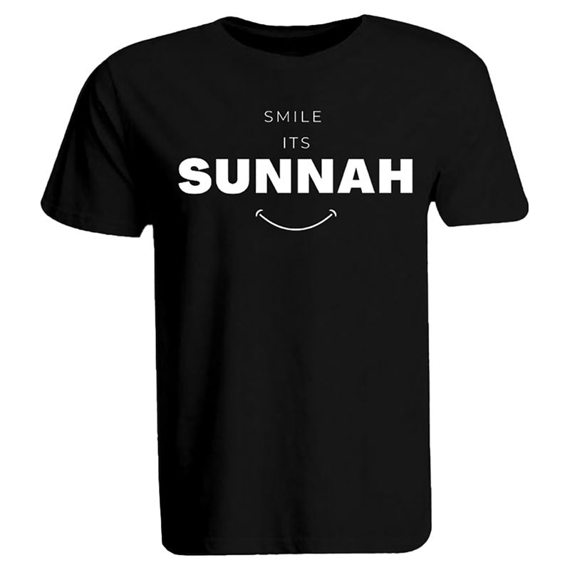 BYFT - Smile Its Sunnah Printed Cotton T-Shirt - Black