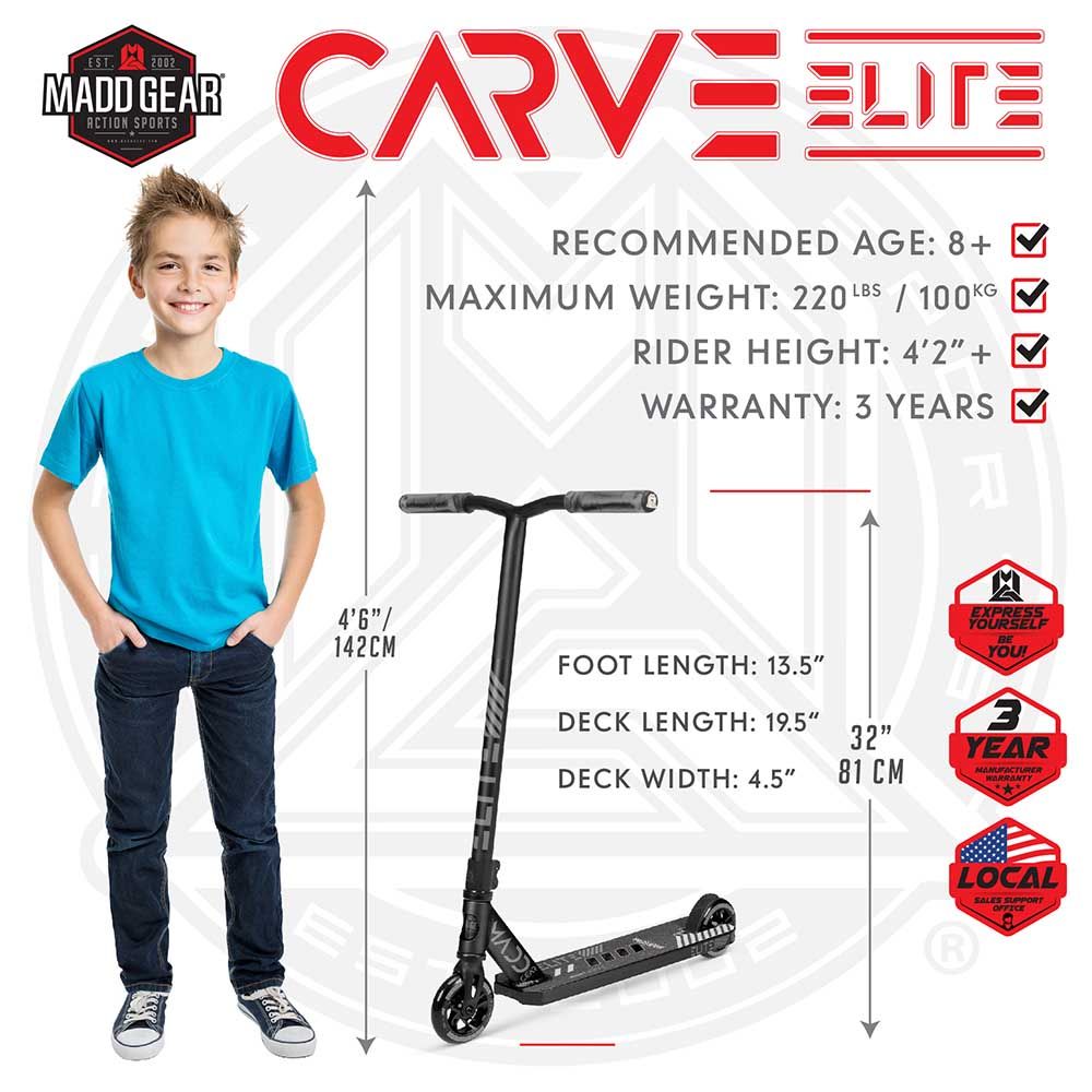 Madd Gear - Carve Elite Stunt Scooter - Black/Grey