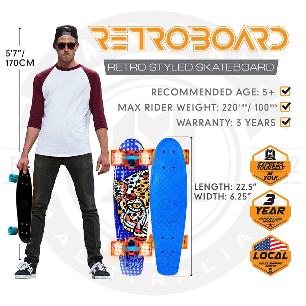 Madd Gear - Sahara Retro Skateboard 22-inch W/Led Wheels