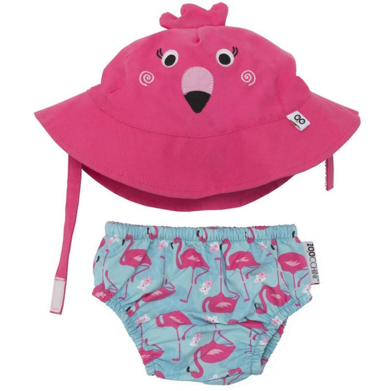 Zoocchini - Baby Swim Diaper & Sun Hat Set - Flamingo