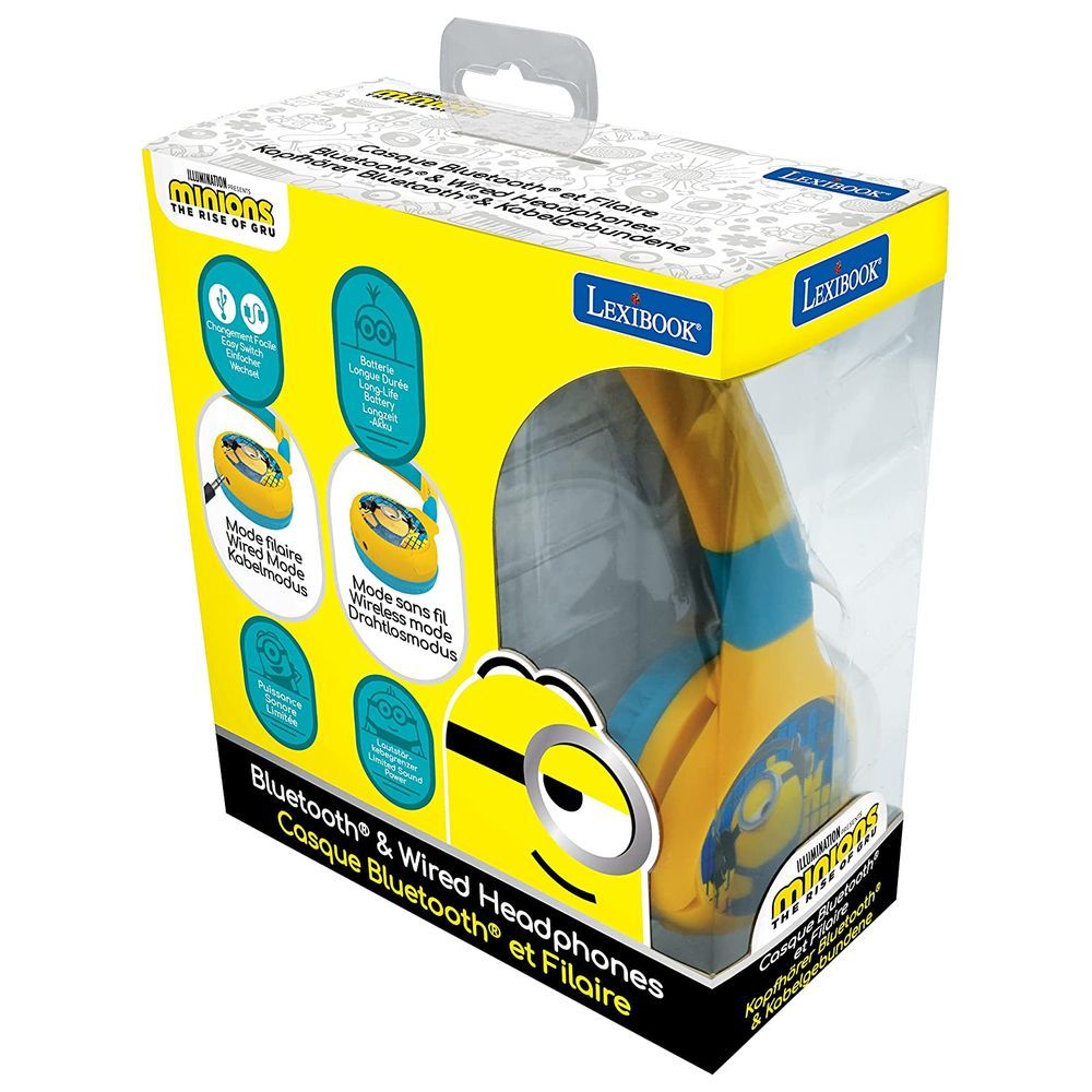 Lexibook - 2-In-1 Bluetooth/Wired - Foldable Headphones W/ Kids Safe Volume - The Minions