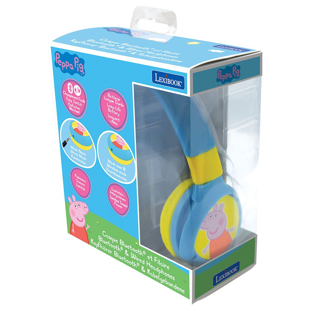 Lexibook - Peppa Pig 2-in-1 Bluetooth & Wired Foldable Headphone