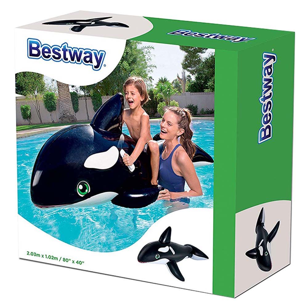 Bestway - Jumbo Whale Rider - Black & White - Inflatable Pool Float