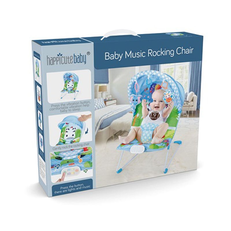 Happicute Baby - Zebra Baby Music Rocking Chair - Blue