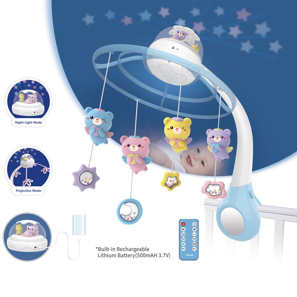 Stem - Projection Night Light Baby Bed Bell - Macaron Pink Blue