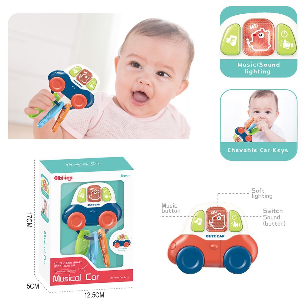 Ibi-Irn - Lovely Car Shape Soft Teether Musical Car