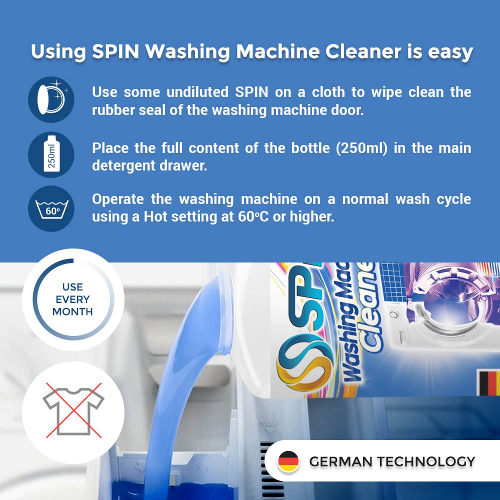 Spin - Washing Machine Cleaner Double, Ocean Blue, 250ml x 2