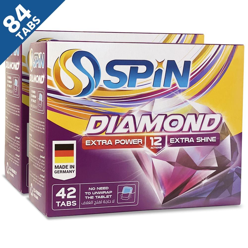 Spin Diamond Dishwasher Detergent Tablets 84 Tabs 2x42 Tabs