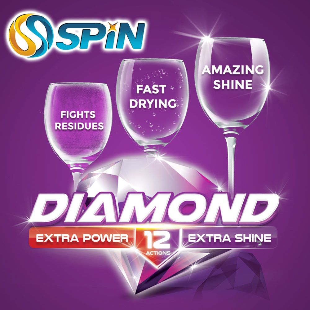 Spin Diamond Dishwasher Detergent Tablets 84 Tabs 2x42 Tabs