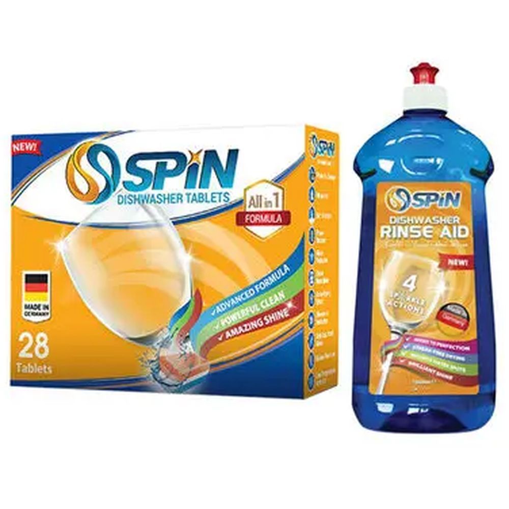 Spin - Dishwasher Detergent Tablets 28pcs & Rinse Aid 1000ml