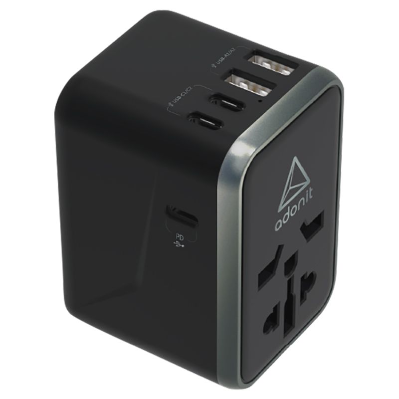 Adonit - Universal Travel Adapter 3C2A PD 65W - Black