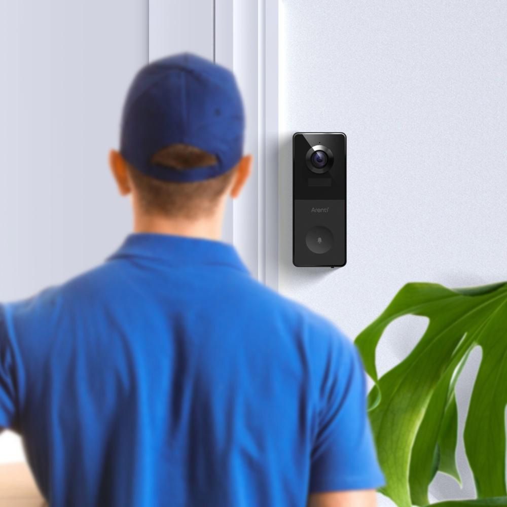 Arenti - Outdoor Battery Powered Camera Doorbell - Black