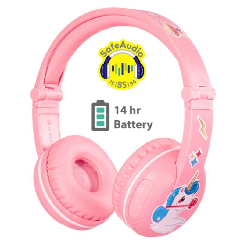 BuddyPhones - Wireless Bluetooth Headphones for Kids - Pink Hearing Protection