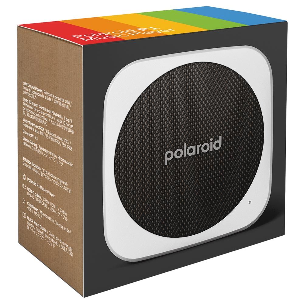 Polaroid - P1 Music Player Bluetooth Speaker - Black & White