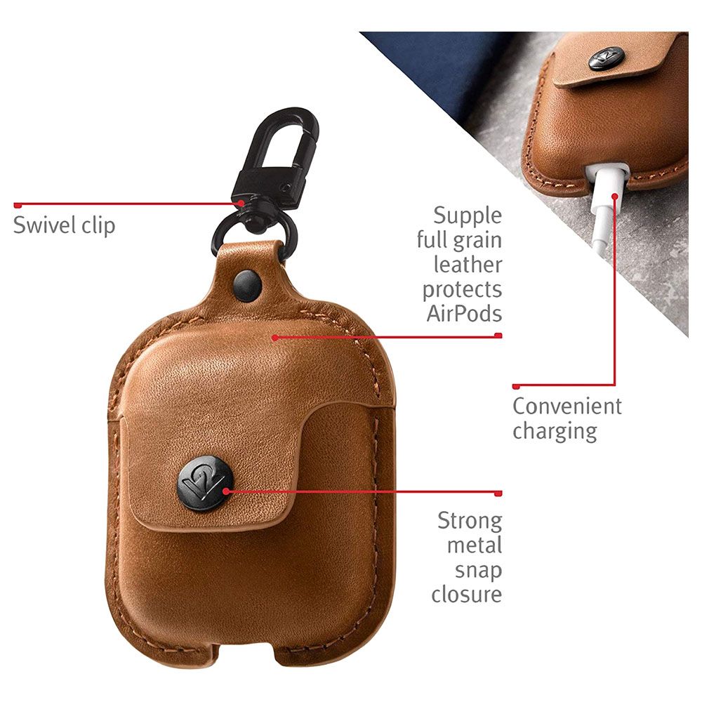 Twelve South - Airpods Airsnap Case, Cognac