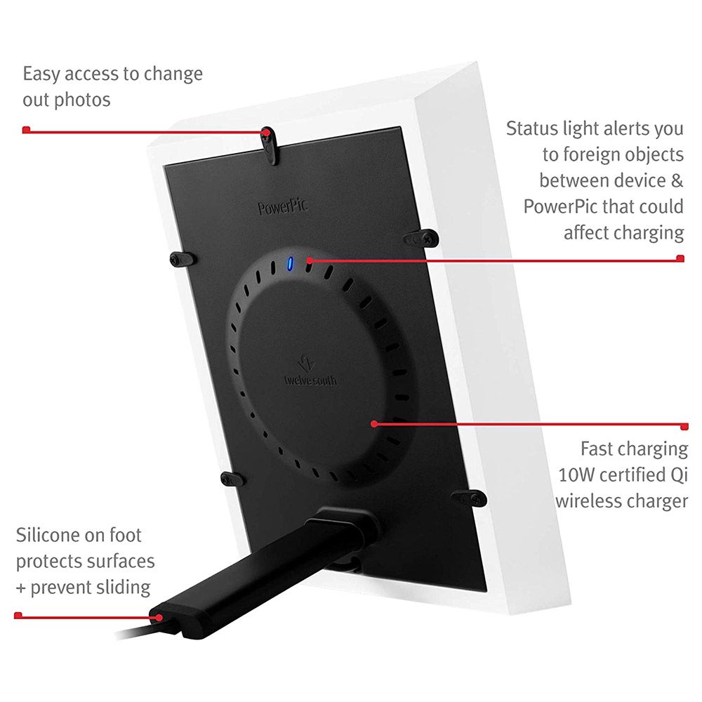 Twelve South - Powerpic Wireless Charging Photoframe, White