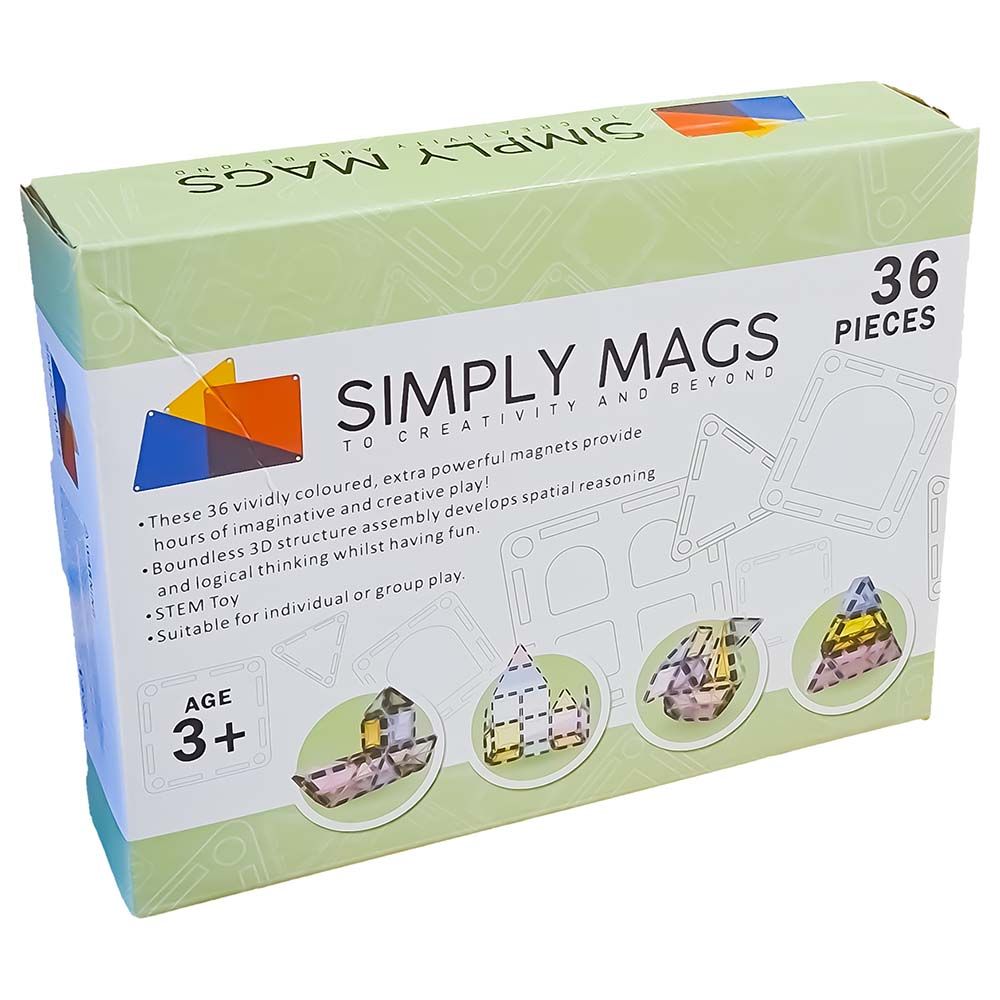 Simply Mags - Pastel Magnetic Tiles 36Pcs-Set