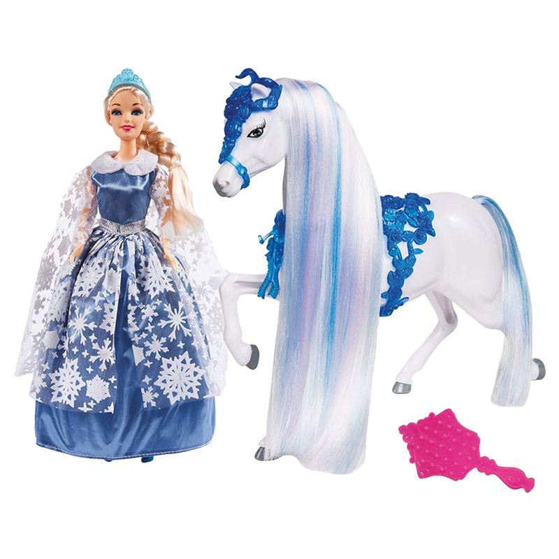 Grandi Giochi - Princess Ice Queen With Horse - 30cm