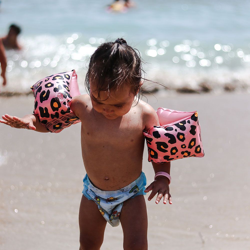 Swim Essentials - Leopard Inflatable Swimming Armbands 0-2Y - Rose Gold