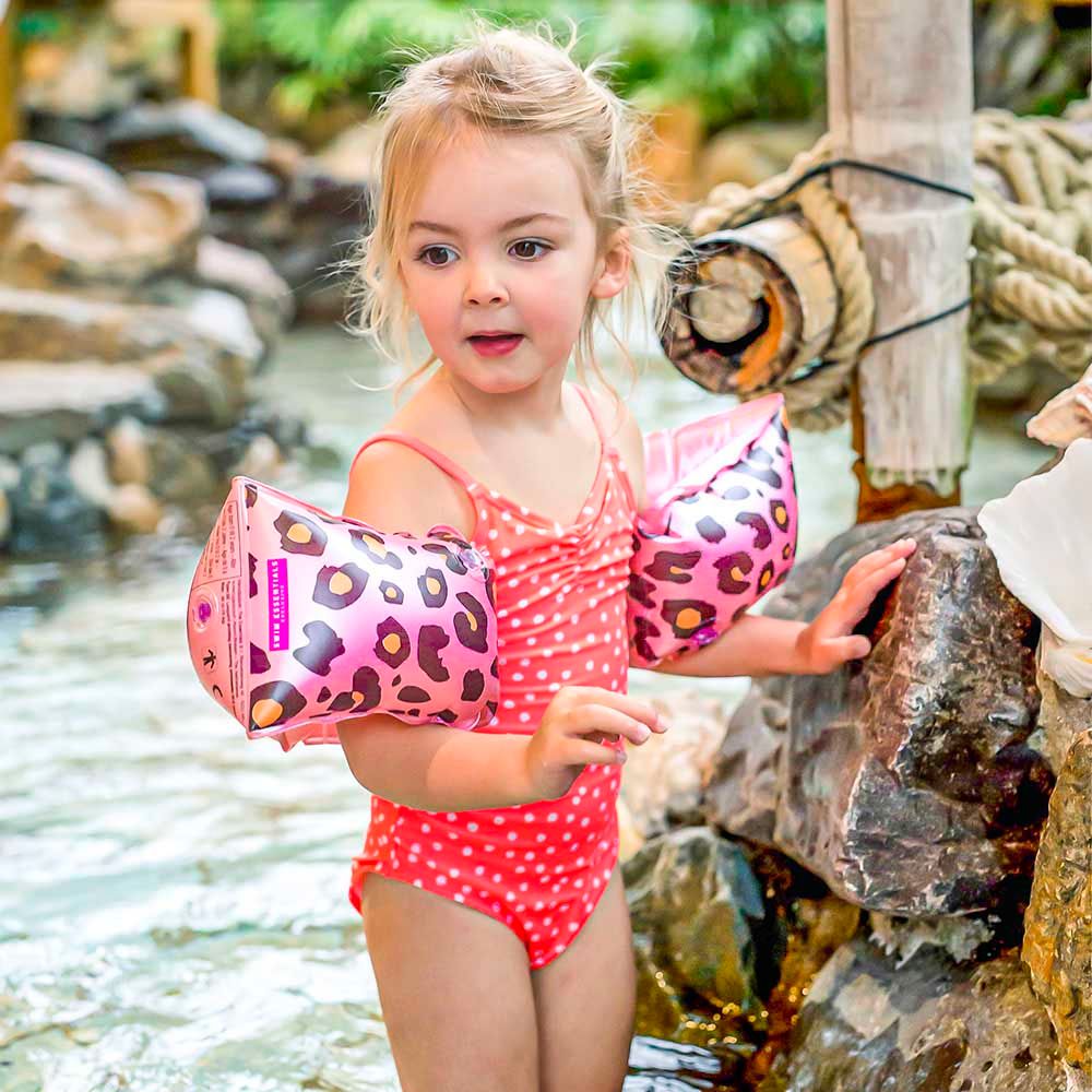 Swim Essentials - Leopard Inflatable Swimming Armbands 2-6Y - Rose Gold