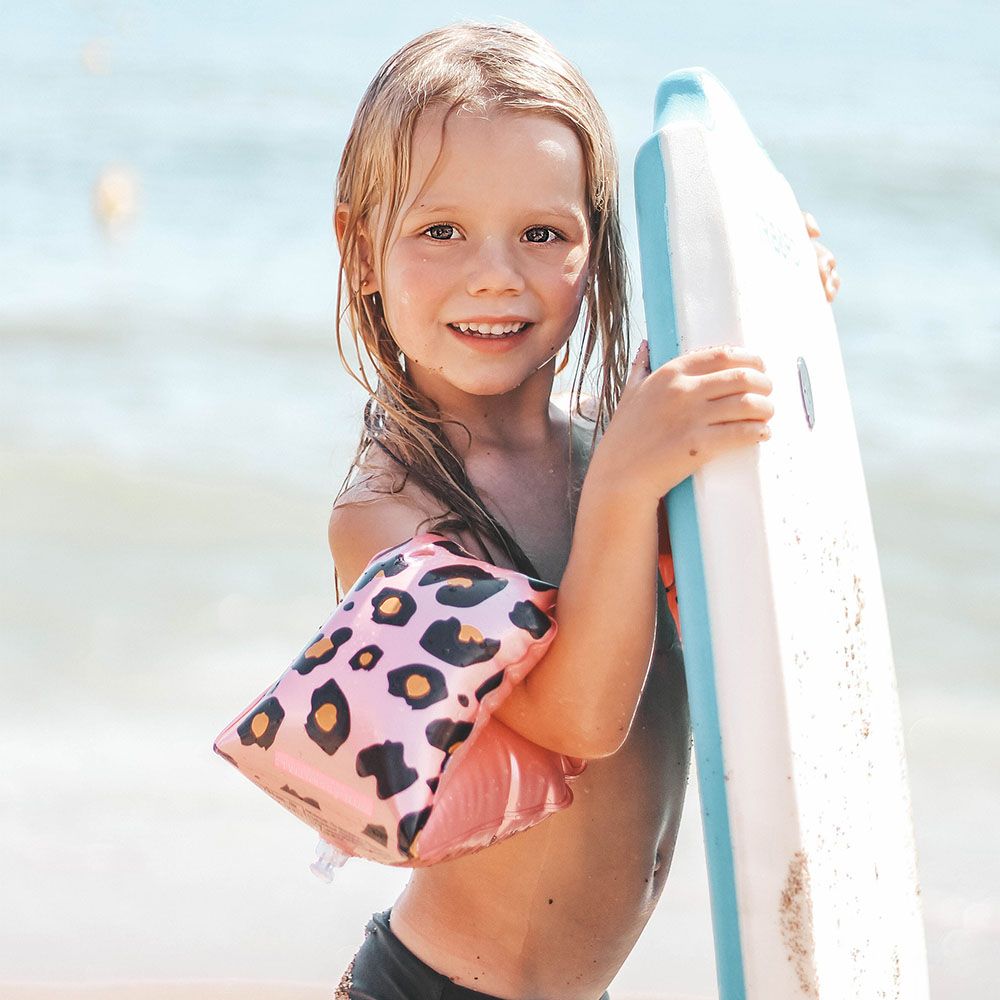 Swim Essentials - Leopard Inflatable Swimming Armbands 2-6Y - Rose Gold