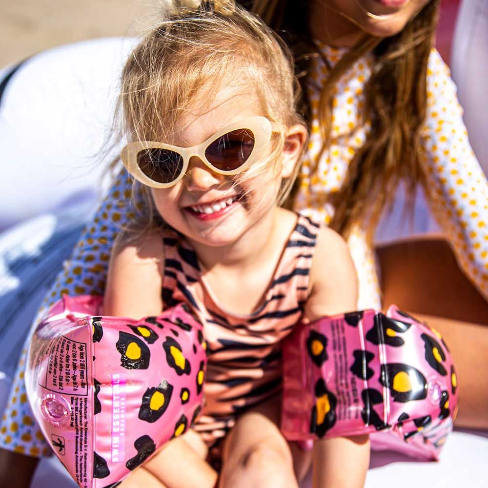 Swim Essentials - Leopard Inflatable Swimming Armbands 2-6Y - Rose Gold