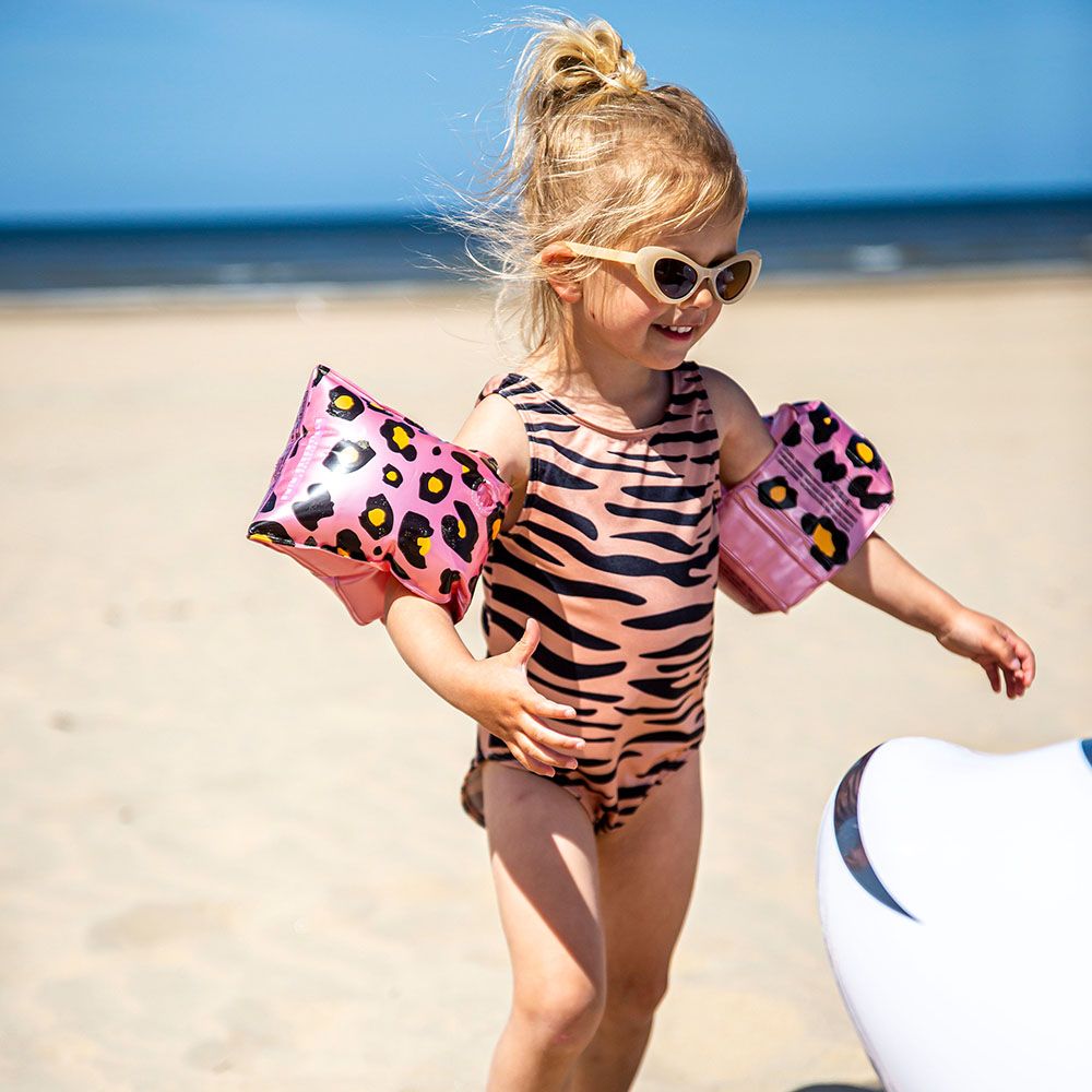 Swim Essentials - Leopard Inflatable Swimming Armbands 2-6Y - Rose Gold