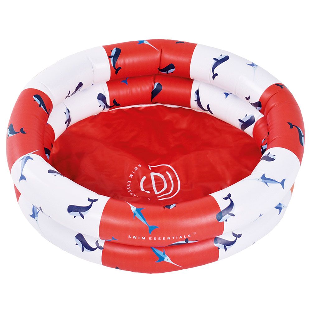 Swim Essentials - Whale Printed Baby Pool - Blue/Red